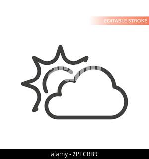 Wolke und Sonne, Vektorsymbol für Klimalinie Stock Vektor