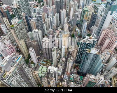 Sheung Wan, Hongkong 08. Februar 2022: Draufsicht auf Hong Kong City Stockfoto