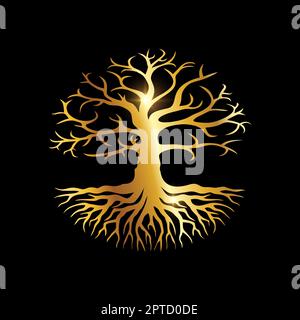 Golden Luxury Tree Vector Schild Stock Vektor