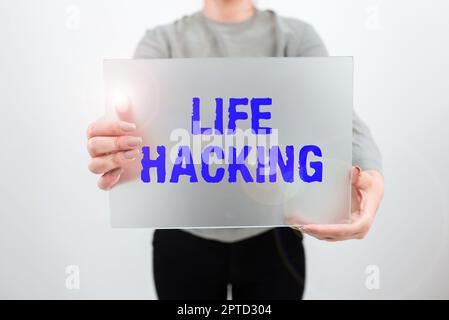 Konzeptionelle Bildunterschrift Life Hacking, Business zeigen einfache und clevere Techniken, um Aufgaben einfach zu erledigen Stockfoto