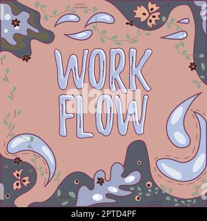 Konzeptunterschrift Work Flow, Business Approach Kontinuität einer bestimmten Aufgabe zu und von einem Büro oder Arbeitgeber Stockfoto