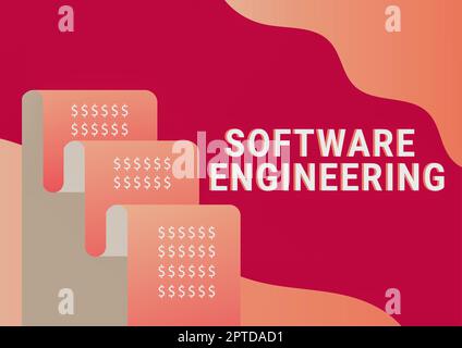 Schild mit Software Engineering, Business Idea Programmentwicklung in systematischem quantifizierbarem Ansatz Stockfoto