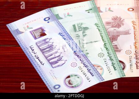 Eine neue Geldserie aus den Vereinigten Arabischen Emiraten - Dirhams Stockfoto