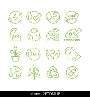 Grüne Symbole für nachhaltige Energie Stock Vektor