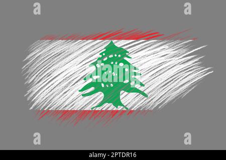 3D Flagge des Libanon auf Vintage-Stil Pinsel Hintergrund. Stockfoto