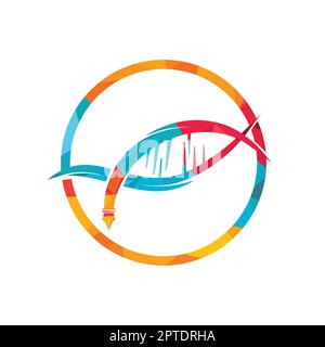 Design mit DNA-Stiftvektor-Logo. Logo-Konzept DNA Science Education. Stock Vektor