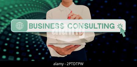 Inspiration zeigt Zeichen Business Consulting, Wort geschrieben auf Blends Praxis der akademischen theoretischen Expertise Stockfoto