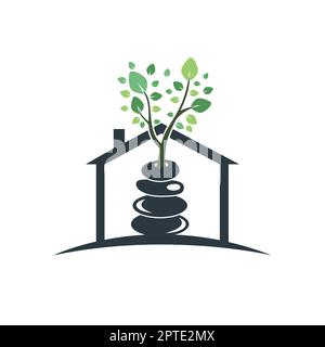 Spa- und Meditationsvektor-Logo. Zen- und Wellness-Logo-Konzept. Stock Vektor