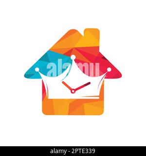 Designvorlage für das Vektor-Logo der Königszeit. Krone mit Uhrsymbol und Vektorlogo. Stock Vektor