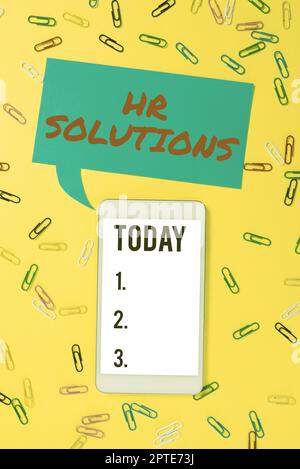 Handschriftenschild HR Solutions, Word für ausgelaunte Human Resources-Berater und Support-Experten Stockfoto