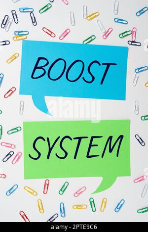 Handschrift Text Boost System, Business Idea Rejuvenate Upgrade stärken Be gesünder ganzheitlicher Ansatz Stockfoto