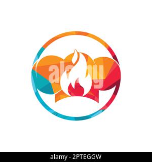 Hot Chef hat Vector Logo-Designvorlage. Kochmütze und Logo der Feuersymbol. Stock Vektor