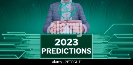 Text mit Inspiration 2023 Vorhersagen, Word für eine Liste von Dingen, die Sie glauben, dass ohne Beweis passieren wird Stockfoto