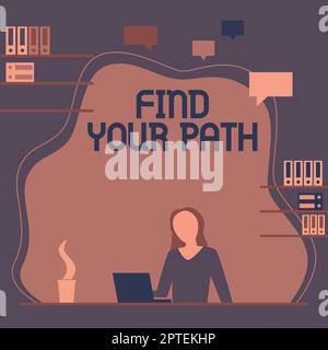 Inspiration mit Zeichen Find Your Path, Word Geschrieben auf Suche nach einem Weg zum Erfolg Motivation Inspiration Stockfoto