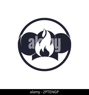 Hot Chef hat Vector Logo-Designvorlage. Kochmütze und Logo der Feuersymbol. Stock Vektor