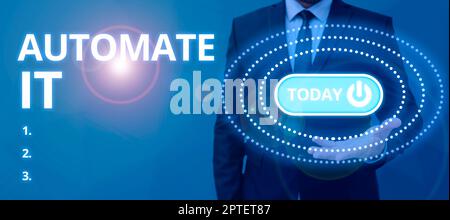 Textzeichen mit automatisierten IT-, Business Concept-Konvertierungsprozessen oder -Einrichtungen, die automatisch betrieben werden sollen. Stockfoto