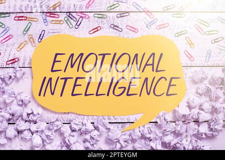 Inspiration zeigt Zeichen emotionale Intelligenz, Business Concept Self und Social Awareness gehen gut mit Beziehungen um Stockfoto