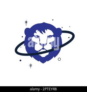 Lion planet vector logo design template. Stock Vektor