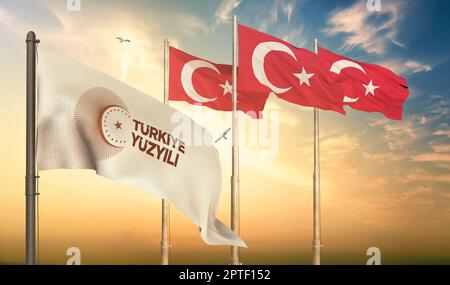 AkParty-Flagge, AKP-Logo, Republik Türkiye Stockfoto