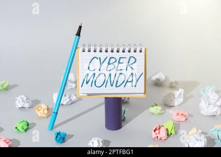 Konzeptunterschrift Cyber Monday, Business Showcase Marketing-Begriff für Montag nach Danksagefeiertag in den USA Stockfoto