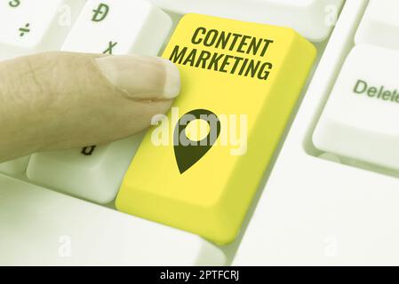 Textschild mit Content Marketing, Business Concept beinhaltet die Erstellung und Weitergabe von Online-Material Stockfoto