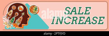 Handschriftlicher Text Verkaufssteigerung, Word für durchschnittliches Umsatzvolumen hat zugenommen Steigerung der Einnahmen aus Leads Stockfoto