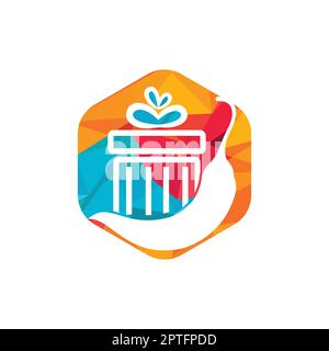 Design-Vorlage für „Spicy Gift Vector“-Logo. Rotes Chili-Logo mit Vektormuster. Stock Vektor