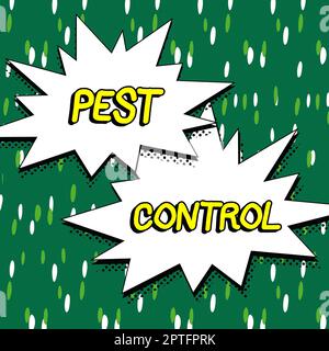Handgeschriebenes Schild Pest Control, Geschäftsübersicht Töten destruktiver Insekten, die Ackerbau und Vieh angreifen Stockfoto