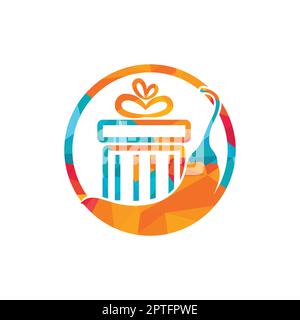 Design-Vorlage für „Spicy Gift Vector“-Logo. Rotes Chili-Logo mit Vektormuster. Stock Vektor