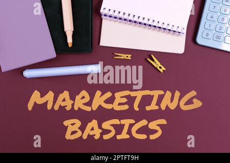 Text mit Inspiration Marketing Basics, Business präsentieren Änderungen und Entwicklungen im Handel auf dem Markt Stockfoto