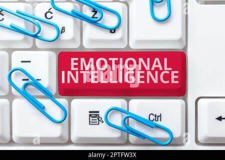 Zeichen mit emotionaler Intelligenz, Wort für die Fähigkeit, sich bewusst zu sein, Kontrolle, ist man Emotionen Stockfoto