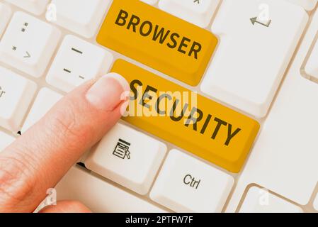 Inspiration zeigt sign Browser Security, Business Concept Security für Webbrowser zum Schutz vernetzter Daten Stockfoto