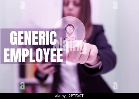 Inspiration zeigt Zeichen Generic Employee, Business Idea einer von einem anderen in der Regel für Löhne oder Gehalt beschäftigt Stockfoto