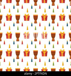 Happy Kwanzaa Holiday African nahtlose Muster-Design mit Festival-Stil-Element auf Vorlage Hand gezeichnet Cartoon flache Illustration Stockfoto