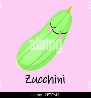 Niedliche Cartoon-Gemüse mit Lächeln auf Gesichter und Emotionen. KARTEN FÜR KINDER S BILDUNG.Niedliche Gemüse Charakter. Vektorgrafik isoliert. Stock Vektor