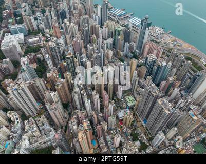 Sheung wan, Hongkong, 08. Februar 2022: Aus der Vogelperspektive der Stadt Hongkong Stockfoto