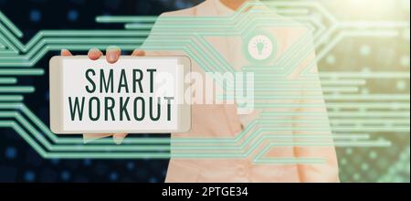 Schild zeigt Smart Workout, Internetkonzept eigens entworfene Übung, um das Muskelwachstum zu maximieren Stockfoto