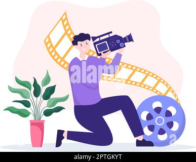 Videographer Services Template Handgezeichnete Cartoon Flat Illustration mit Record Video Production, Film, Equipment und Cinema Industry Design Stock Vektor