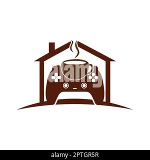 Designvorlage für das Vektor-Logo des Gamer-Cafés. Stock Vektor