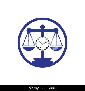 Law Time-Vektor-Logo-Design. Skalierung mit dem Vektorlogo des Uhrensymbols. Stock Vektor