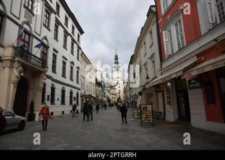 Altstadt in Mitteleuropa. Stimmung des Lebens und der Architektur des 18. Jahrhunderts. Österreichische Monarchie, Bratislava, Poszon, Slowakei. Stockfoto