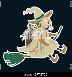 Flache Befana-Abbildung Vektordarstellung Stock Vektor
