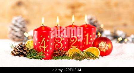 Vierte 4. Sonntag im Advent mit Kerze Weihnachtszeit Dekoration Banner Panorama deco Stockfoto