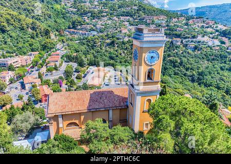 Die mittelalterliche Architektur von Eze, ikonisches Dorf in der Nähe der Stadt Nizza, Cote d'Azur, Frankreich. Es ist einer der bekanntesten touristischen Ort der Frenc Stockfoto