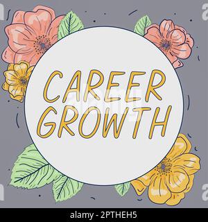 Handgeschriebenes Schild „Career Growth“ (Karriereentwicklung), „Word Writed on Development Ambitions (Entwicklungsziele) Motivation Progress in Company“ (Motivation zum Erreichen des Stockfoto