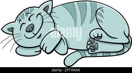 Cartoon schlafende Katze Comic Tierfigur Stock Vektor
