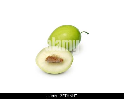 Frischer Fruchtsaft auf weißem Hintergrund Stockfoto