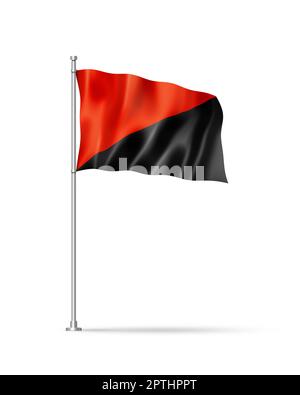 Anarchieflagge, 3D Abbildung, isoliert auf Weiß Stockfoto