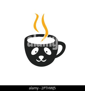 Designvorlage für Panda Coffee Vector Logo. Café-Bar oder Restaurant-Logo-Konzept. Stock Vektor