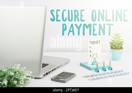 Konzeptionelle Darstellung Sichere Online-Zahlung, Unternehmen präsentieren sichere digitale Technologie elektronische Überweisung Stockfoto